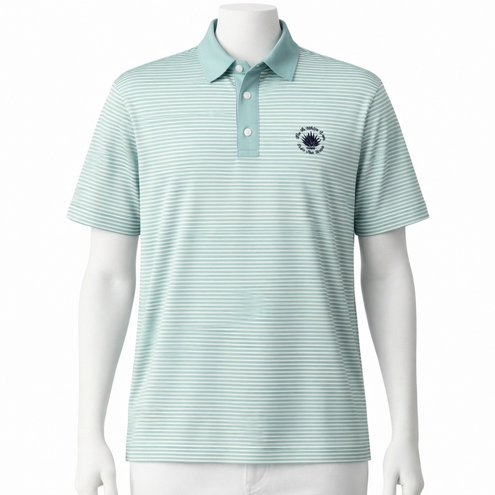 Mizzen+Main Striped Versa Polo Shirt Seafoam Performance‎ Prep Country Club M
